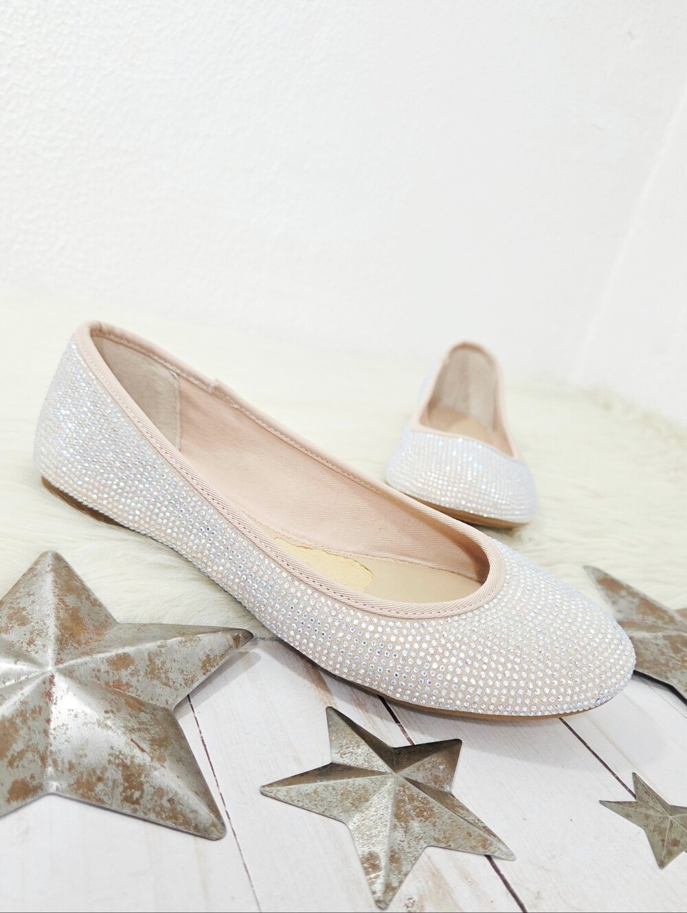 Copper Key Shinebright rhinestone studded ballet flats pink iridescent women 8.5